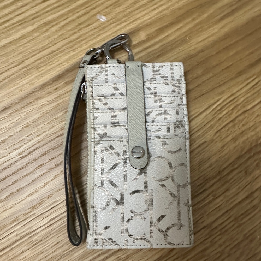 Calvin Klein Monogram Wallet with Strap, Women Credit Cards Purse